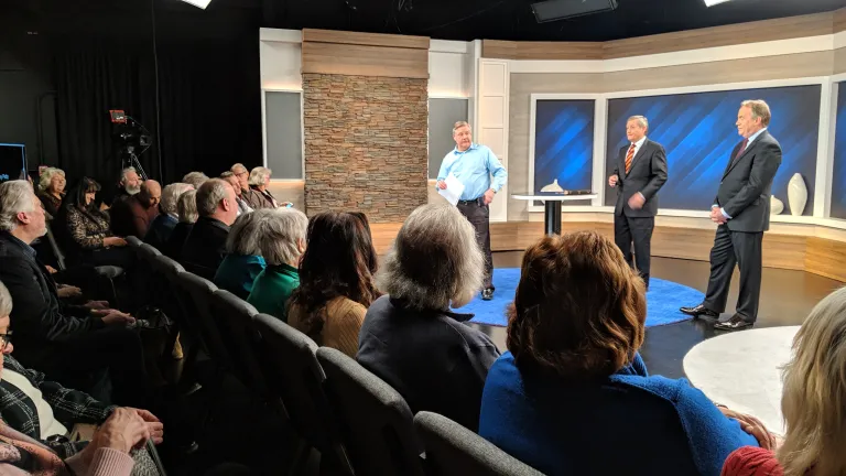 Recording the latest Beyond Today episodes.