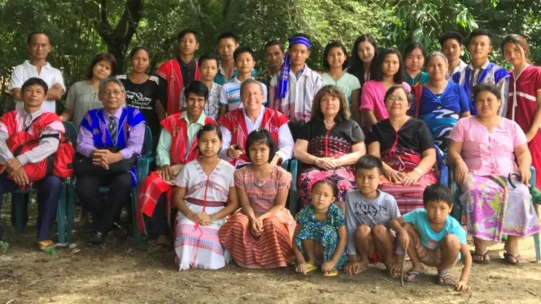 Aaron and Michelle Dean with our brethren in Myanmar.