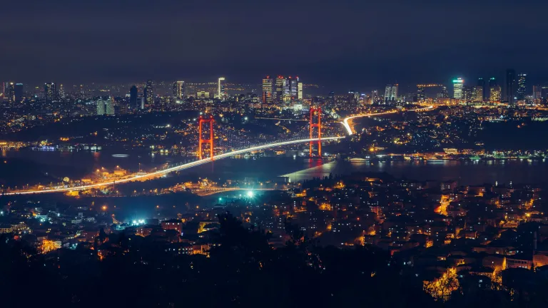 Istanbul, Turkey, at night. Most people don’t know that Turkey is related to the descendants of Israel through Jacob's brother, Esau. A night photo of Istanbul in Turkey.