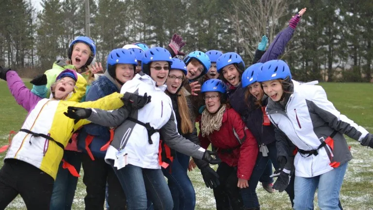 A girls dorm enjoys their time at Winter Camp.