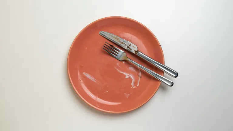 Empty plate with silverware