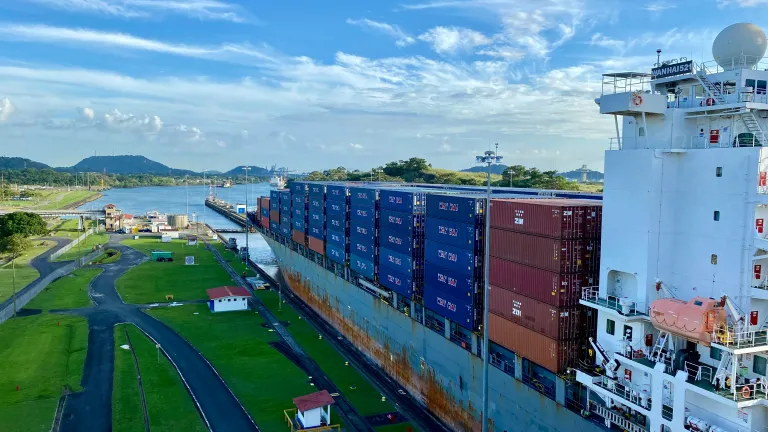 Photo of ship on the Panama Canal