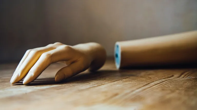 While it is not currently legal for robots to marry humans, some experts believe it could become a reality in the future. Display cyborg dummy with broken arm and hand.
