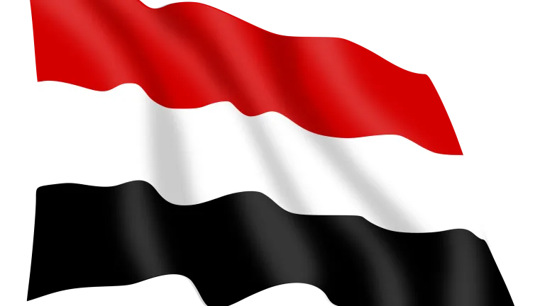 The Yemeni flag, the nation from where the Houthi terrorist organization operates. Imag of flag of Yemen.