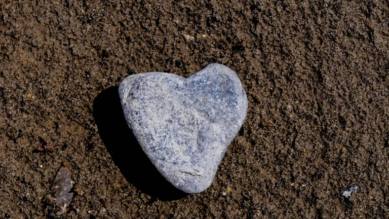 a heart-shaped rock on the ground