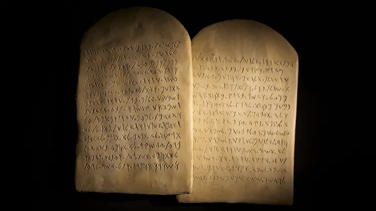 A artist rendition of the two tablets on which the Ten Commandments were written,