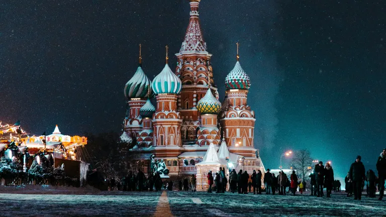 A photo of Saint Basil's Cathedral in Moscow, Russia.