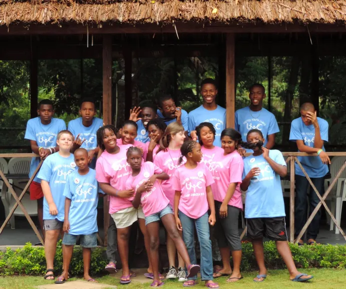 Campers and staff in the Caribbean