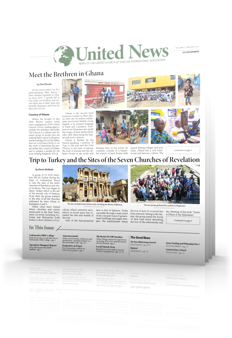 Tilted cover of May - June United News 2023