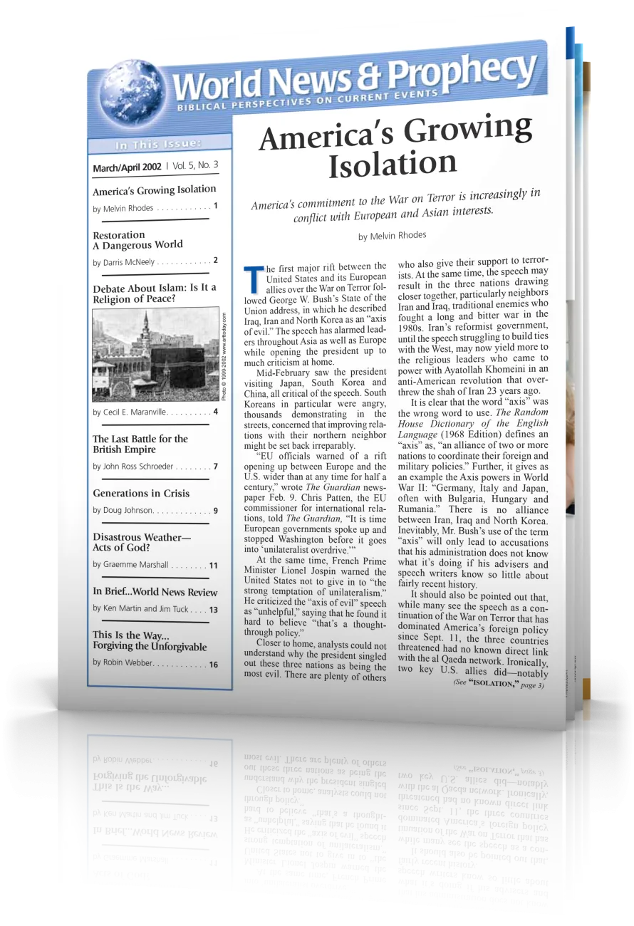 World News and Prophecy March - April 2002