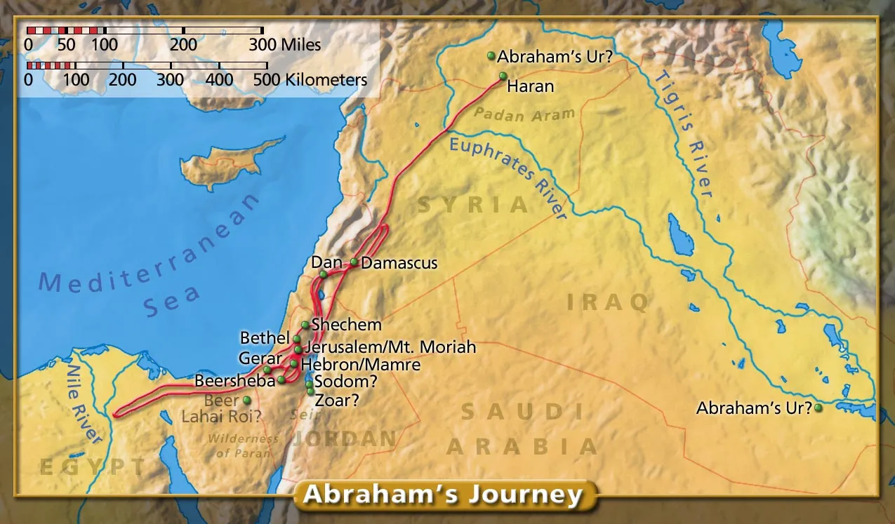 Map of Abraham's Journey Map of Abraham's Journey