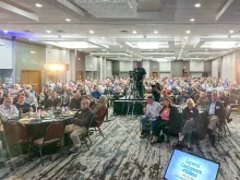 Large group of people in a convention hall