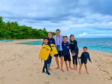 a family on the beach