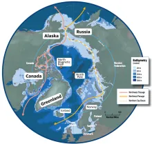 The geostrategic value of Greenland - Shipping lanes over the Arctic Circle.