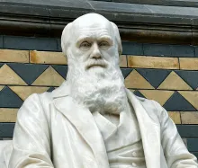 a statue of Charles Darwin