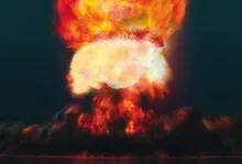 A mushroom cloud explosion.
