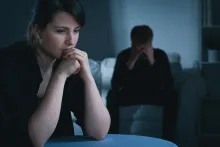 A troubled looking couple.