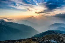 Sunrays coming through clouds.