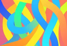 Bright stripes of colors wildly intersecting