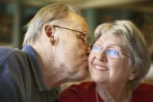 An elderly couple.