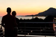 A young couple standing together.