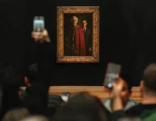 An artist rendition of the two men in a painting that are given power.