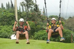 Two campers on a sky ride