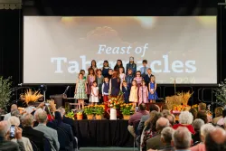 a children's choir performing during a church service