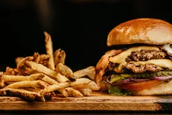 a burger and fries