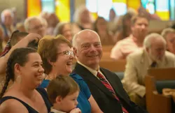 a group of people seated indoors