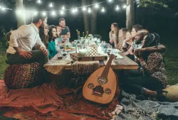 a group of people seated around a table