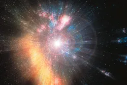 A artist illustration of galaxies.