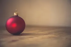 A red christmas ball ornament.
