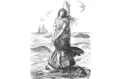 a woman tied to a stake surrounded by water