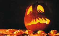 A carved pumpkin.