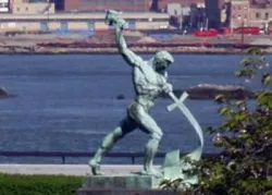 'Let Us Beat Swords into Plowshares'', a sculpture by Evgeniy Vuchetich