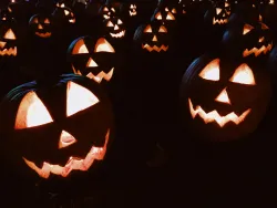 Jack-o-lanterns in the dark