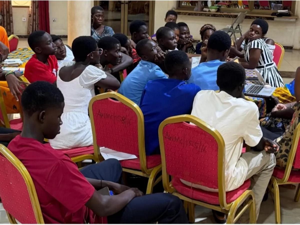 Campers studying together