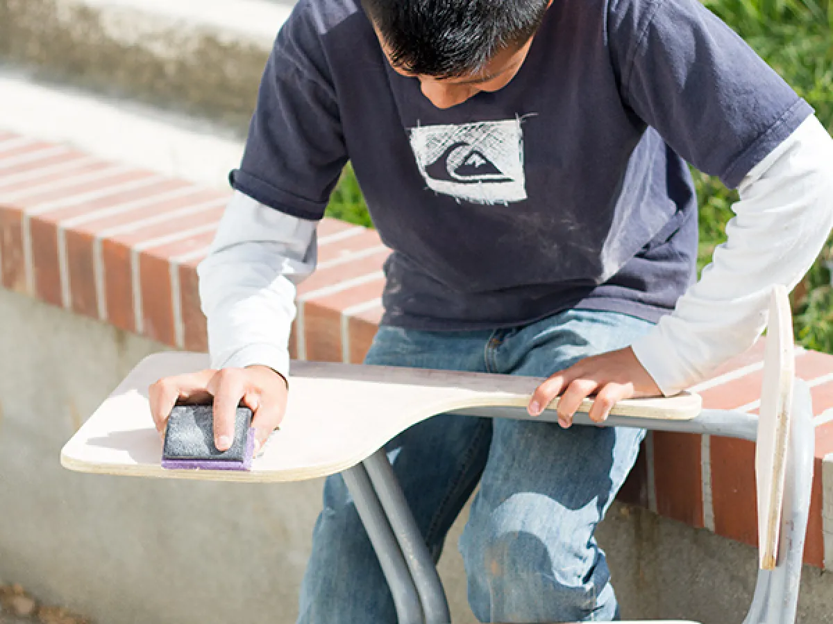 Sanding down the 176 desks