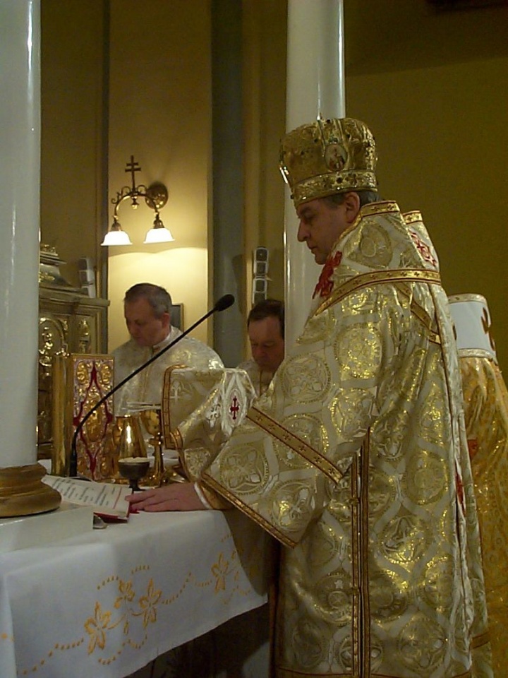 A Bishop reciting the Liturgy in a Greek Catholic Church in Slovakia.